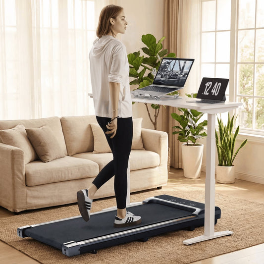 Walking Pad under Desk Treadmill with Remote Control Lightweight 2 in 1 Exercise Treadmill 0.6 to 3.8 Speed Range for Home Office Workout